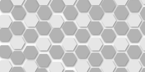 Abstract modern white and dark grey hexagon technology geometric pattern concept white background. Use for template, wallpaper, website vector illustration