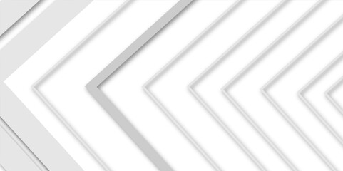 Obraz premium Abstract modern geometric white and grey gradient arrow shape concept texture banner background. design for poster, template, texture, website, banner, vector&nbsp;illustration.