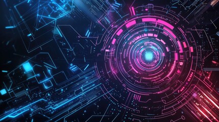 Obraz premium Design a futuristic, neon-inspired background with glowing lines and geometric shapes, ideal for tech-focused projects or gaming content.