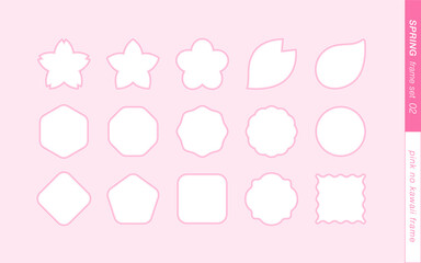 タイトルやバナーの背景に使える。シンプルでおしゃれな春のフレーム素材セット。