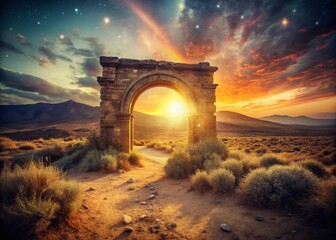 Vintage Desert Portal: Mysterious Gateway to Another World