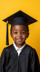 Happy Graduate Preschool Child in Cap and Gown