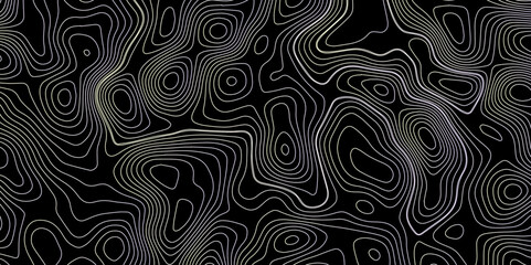 Multicolor wave and light trail background, Luxury gradient color topography wave lines isolated on black background, Beautiful Topo Wallpaper, Contour topographic map background vector illustration.