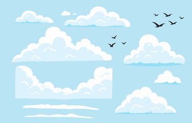 cloud element object with bird for landscape design