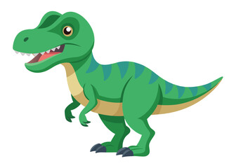 Obraz premium Cartoon tyrannosaurus rex flat illustration on white background 