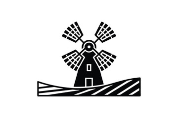 windmill silhouette vector