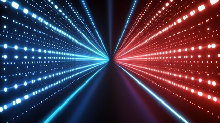 Obraz premium Abstract Neon Light Tunnel Design With Blue And Red Lights