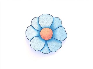Serene Light Blue Flower Illustration: Delicate Hand-Drawn Floral Design. AI Generated