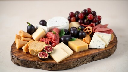 Gourmet Cheese Board with Figs Grapes and Salami