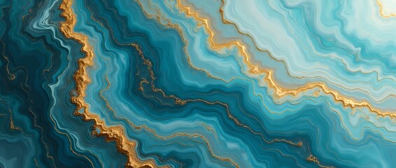 Turquoise and golden marble for wall decoration