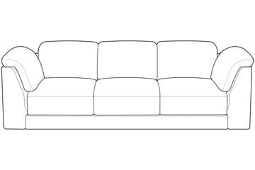 Sofa or couch line art illustration. Outline furniture for living room. Sofa illustration isolated.