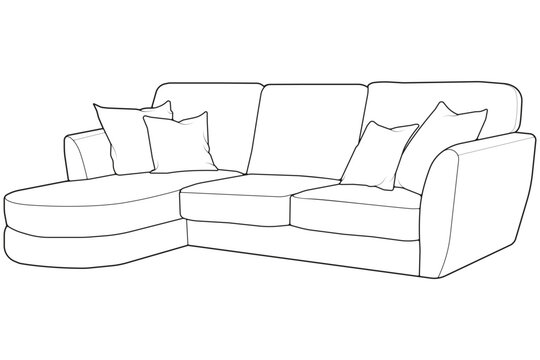 recommend clip art: Sofa or couch line art illustration. Outline furniture for living room. Sofa illustration isolated.