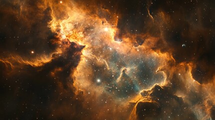 Fototapeta premium Vibrant Nebula with Distant Stars and Planets, a cosmic tapestry of colors and celestial bodies illuminating the universe's expanse