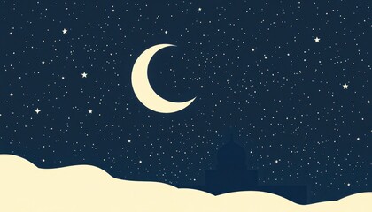 Naklejka premium mosque and moon and stars with gradient background