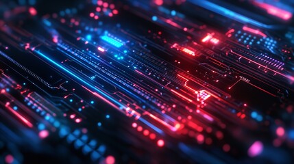 Abstract Digital Background with Network Connections and Technology Particles

