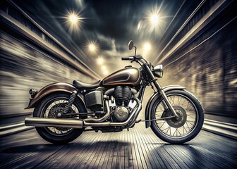 Fototapeta premium Vintage Monochrome Motorcycle Prints: Long Exposure Photography - Classic Bikes in Black and White