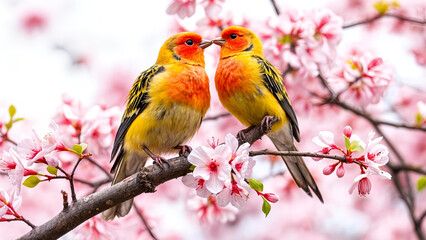 Fototapeta premium two birds on a branch