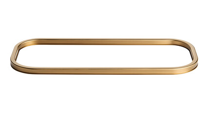 Thin, minimalist gold brass frame with rounded corners. Isolated on transparent or white background cut out