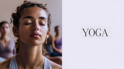 Woman practicing mindfulness in yoga class  
