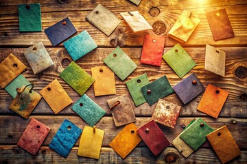 Vintage Paper Tags Aerial Drone Photography - Rustic Craft Background