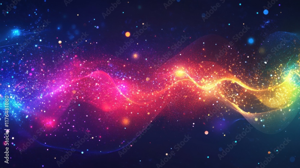 Poster glowing abstract circuitry, vibrant digital lines intertwining, symbolizing data flow and technologi