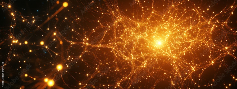 Aufkleber glowing network connections, a vibrant digital backdrop showcasing intricate electrical links and a 