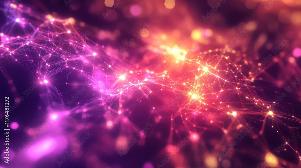 Poster glowing electrical network, vibrant digital background showcasing intricate connections, illuminated