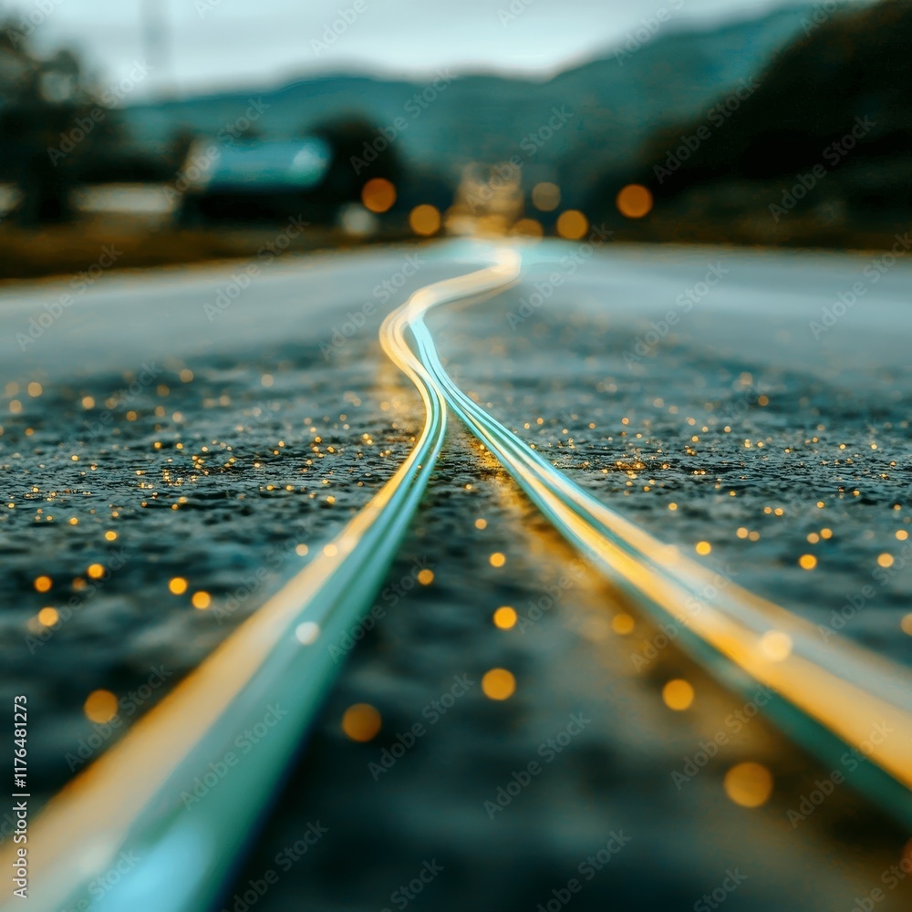 Aufkleber futuristic digital highway abstract technology lines connectivity network data flow