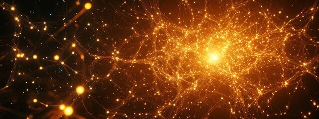 Obraz premium Glowing Network Connections, a vibrant digital backdrop showcasing intricate electrical links and a dynamic interconnected grid.