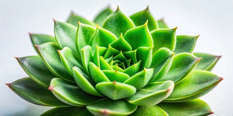 Fototapeta premium Minimalist Green Succulent Macro Photography - White Background Houseplant Closeup