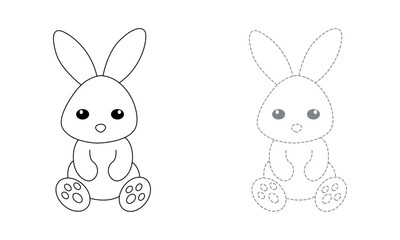 Tracing lines for toddlers. Handwriting practice sheet. Educational children game, printable worksheet for kids with Bunny