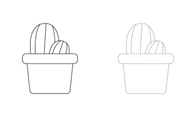 Tracing lines for toddlers. Handwriting practice sheet. Educational children game, printable worksheet for kids with Cactus