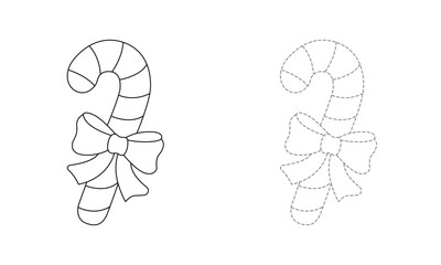 Tracing lines for toddlers. Handwriting practice sheet. Educational children game, printable worksheet for kids with Candy Can