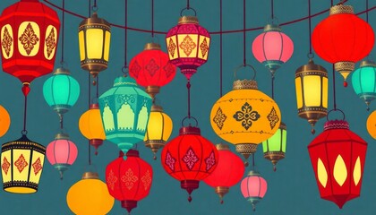 Obraz premium colorful hanging lanterns