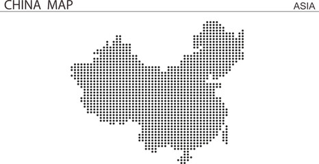 China dotted map with national flag