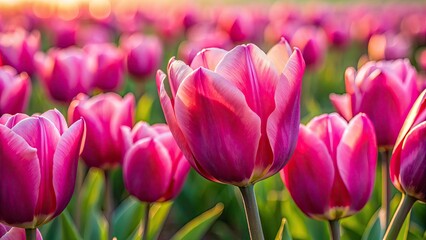 Fototapeta premium Netherlands Pink Tulips Close Up, Exotic Bloom, Spring Flowers, Dutch Tulip Fields Photography