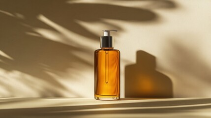 a bottle of liquid sitting on a table
