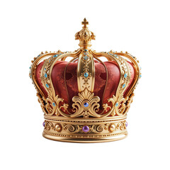 Ornate Gold Crown with Gemstone Embellishments Transparent Background