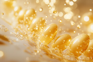 Royal Jelly Extract for Nail Rejuvenation with Gold Particles in a Stylish Scene