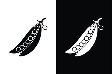 Green Peas Icon in Flat Glyph Design Isolated on White