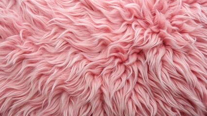 Fototapeta premium Pink fur texture top view. Pink sheepskin background. Fur pattern. Texture of pink shaggy fur. Wool texture. Sheep fur close-up 