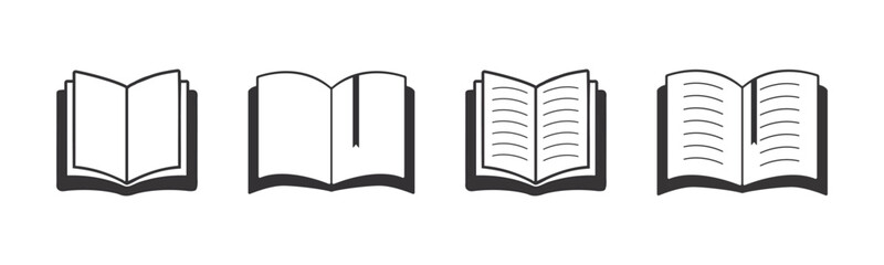 Book icon set. Literature book icons collection. Open book icon vector illustration, e-book, back to school, library sign, Study concept symbol, Learning sign, Book clipart.