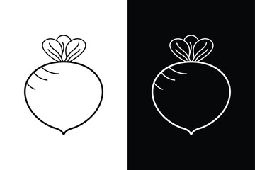 Editable Rutabaga Line Icon with White, Black, and Blank Backgrounds