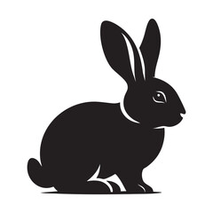 Simple Black Silhouette of a Rabbit