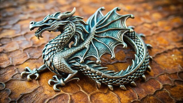 Vintage Silver Dragon Brooch Pin: Textured Costume Jewelry Accessory