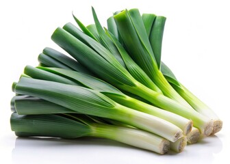 Obraz premium Silhouette Leek, Fresh Vegetable, Dark Silhouette, White Background, Food Photography, Culinary Silhouette, Leek Stems, Leek Leaves, Isolated Leek