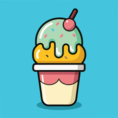 Ice Cream Cartoon Style Vector Illustration - Fun and Colorful Dessert Design