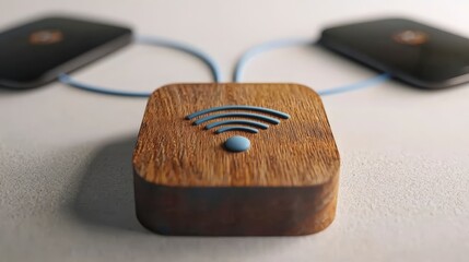 Wireless Network Connection  Wooden Router  Devices   Wifi Symbol