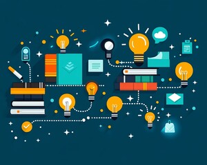 academic growth in digital era, Growth in Digital Era Timeline Concept Illustration