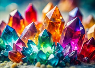 Vintage Styled Colorful Crystal Collection on White Background